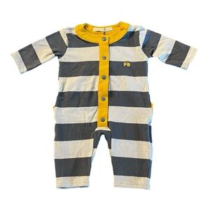Raspberry Plum Charming Gray and Yellow Striped Kids Onesie Size 0-3 Months